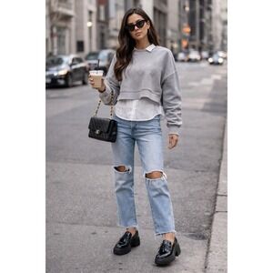 london rag  Black womens patent leather loafers size 8 Chunky Heel Lug Sole Goth